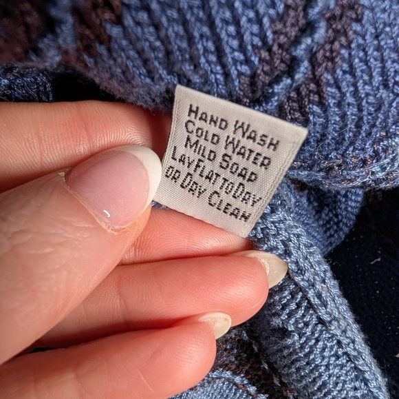 Peruvian Connection Blue Pima Cotton Knit Cardigan Sweater – Medium - Picture 5 of 6